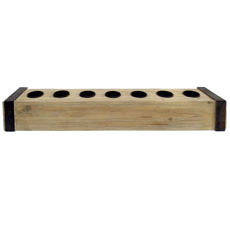 24in. Wooden Rectangle Tealight Candle Holder