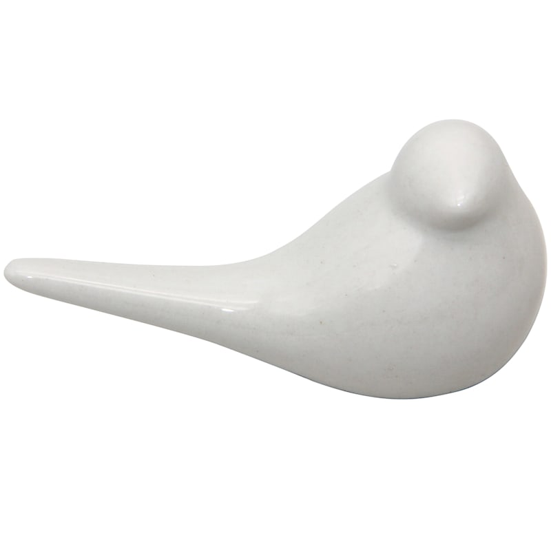 White Glossy Ceramic Mini Bird, 2"