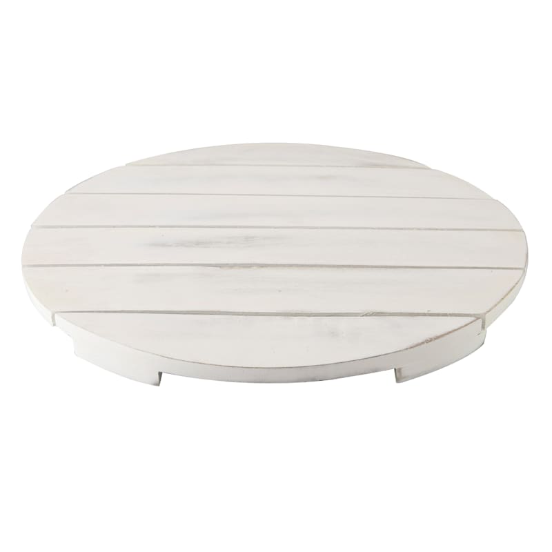 White Wooden Slat Charger Plate, 13"