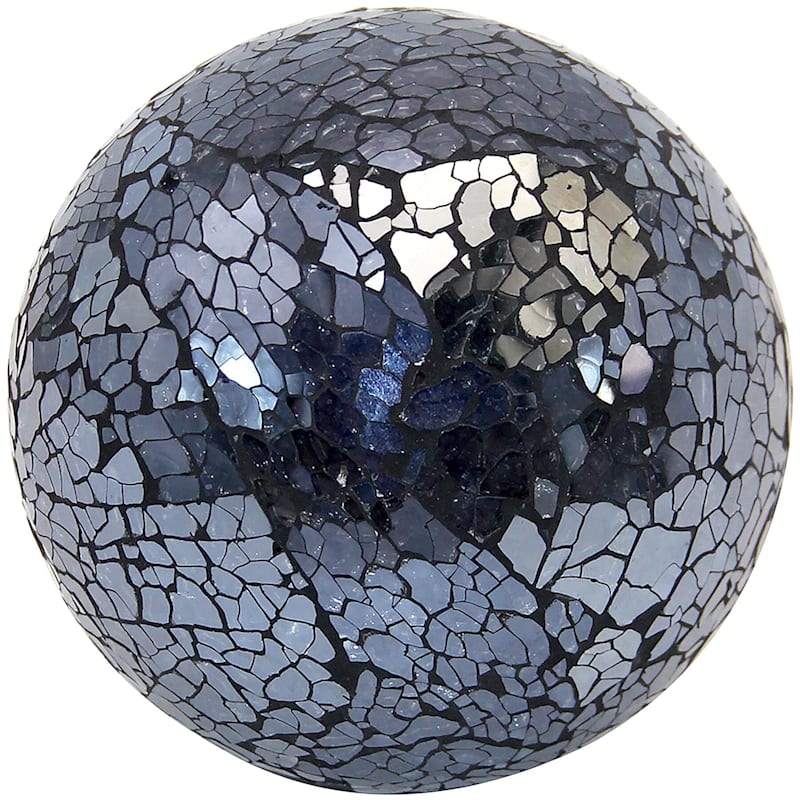 Black Crackled Glass Sphere, 4"
