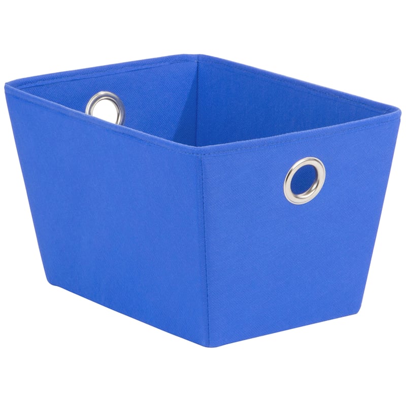 Blue Fabric Storage Tote with Grommet Handles, Small