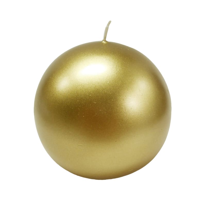 Metallic Gold Unscented Sphere Candle, 4"