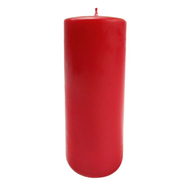Red Unscented Overdip Pillar Candle, 8"