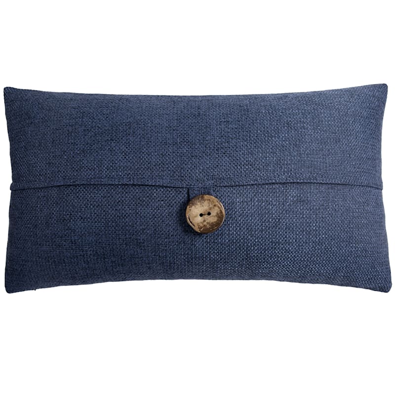 Clayton Navy Blue Coconut Button Throw Pillow, 13x24