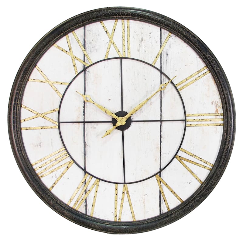 40 Metal/Wood Round Wall Clock