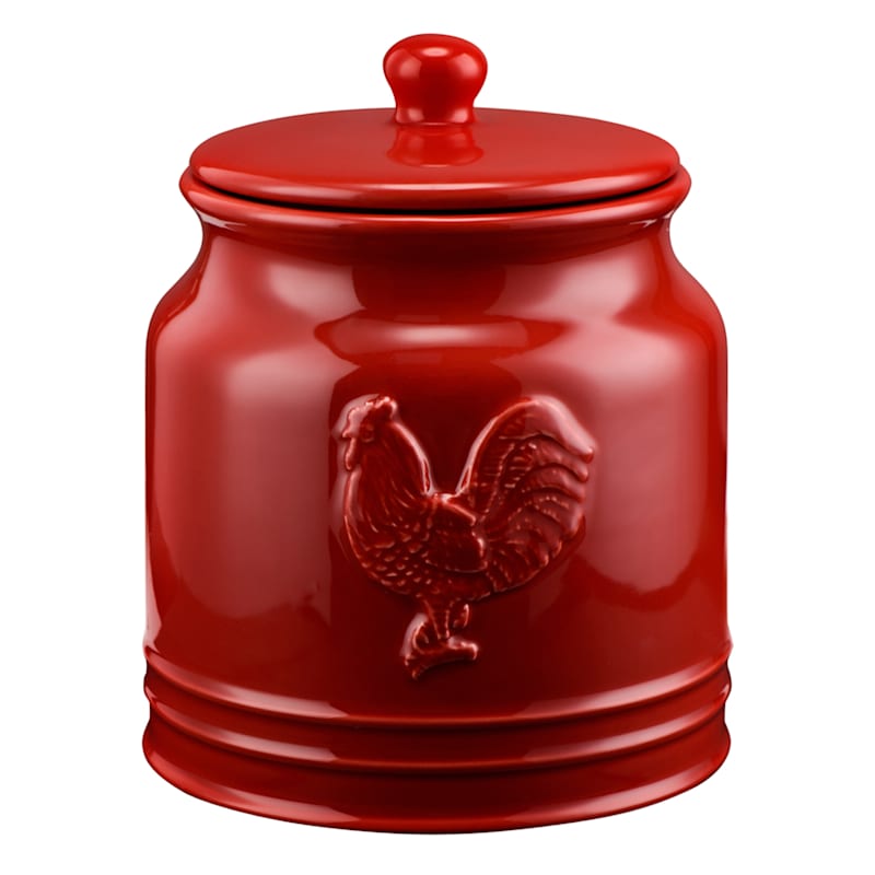 CERAMIC ROOSTER CANISTER MD RD