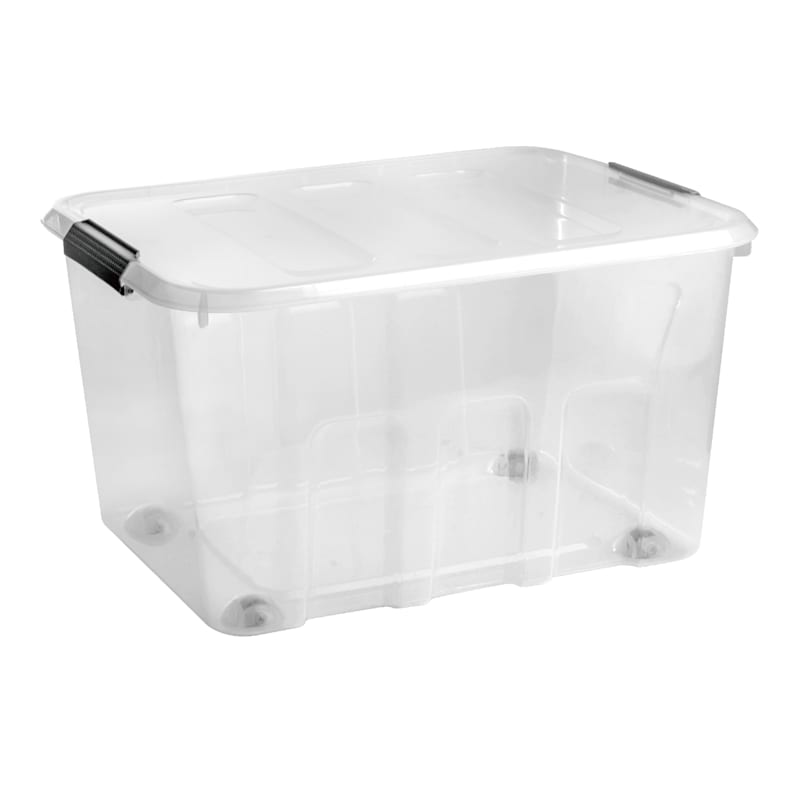 Clear Storage Container with Dual Hinging Lid, 52l