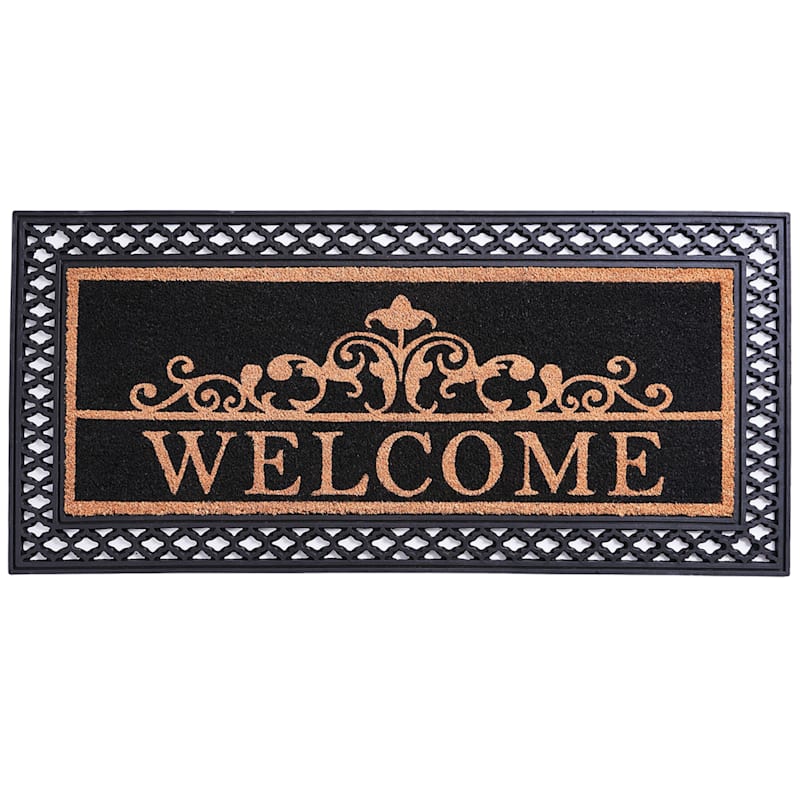 Welcome Coir Mat with Rubber Border, 22x47