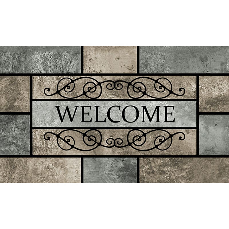 Stone Welcome Scroll Selma Doormat, 18x30