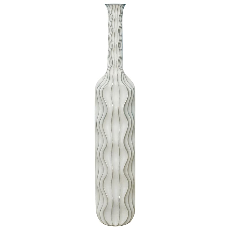 White Wave Bottle Floor Vase, 6.5"