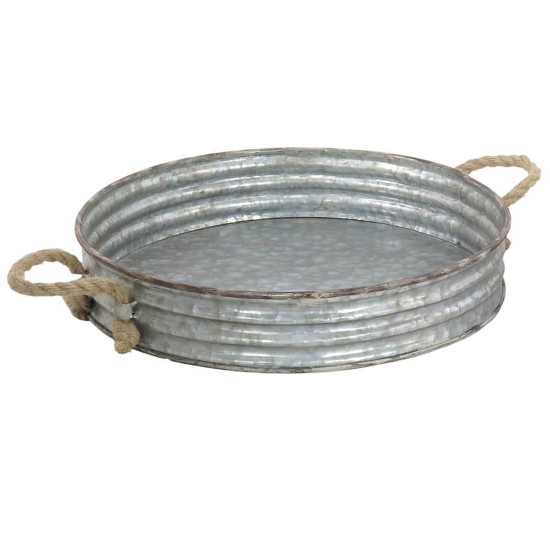 Iron Tray with Rope Handles, 17x3