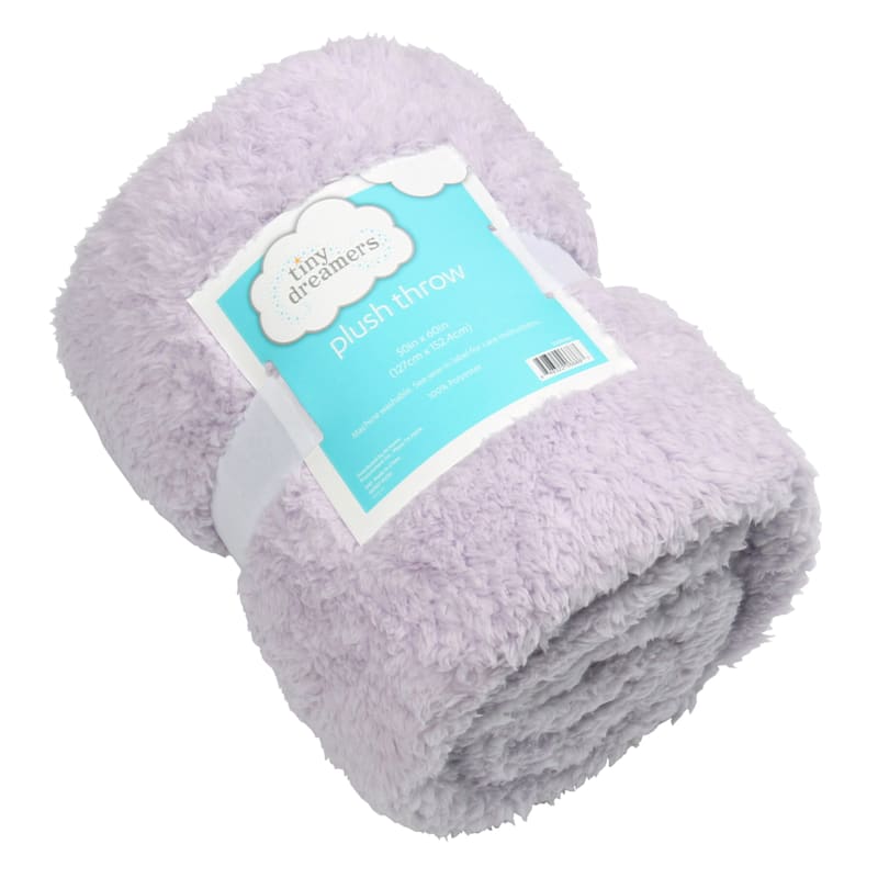 Tiny Dreamers Purple Plush Sherpa Throw Blanket, 50x60