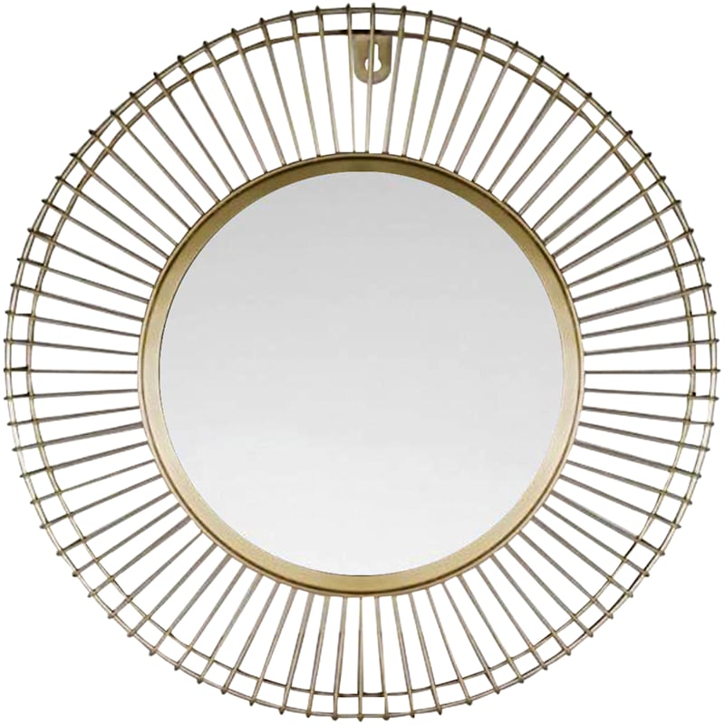 Gold Metal Round Wall Mirror, 16"