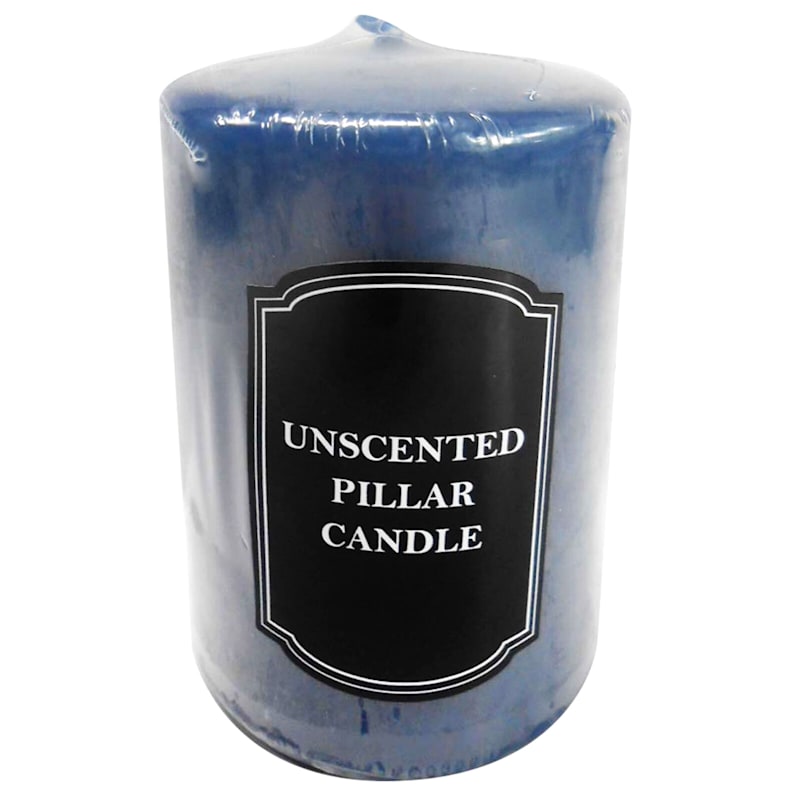 Navy Blue Unscented Overdip Pillar Candle, 3x4