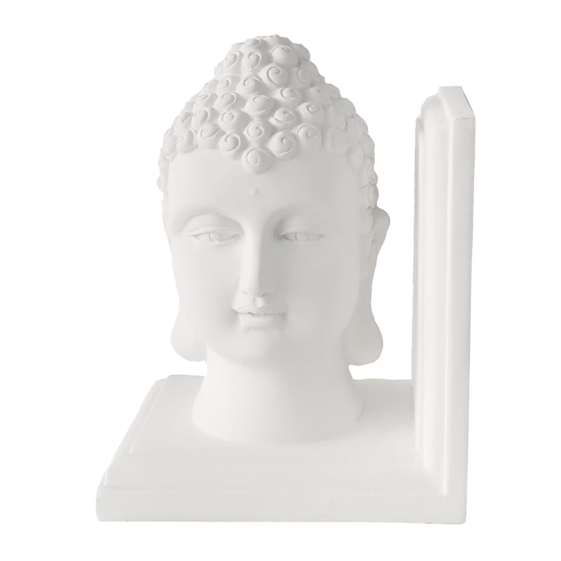 White Buddha Head Bookend, 7.5"
