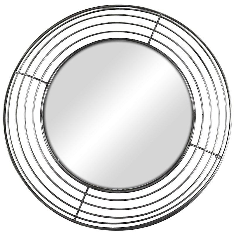 Metal Framed Round Wall Mirror, 36"