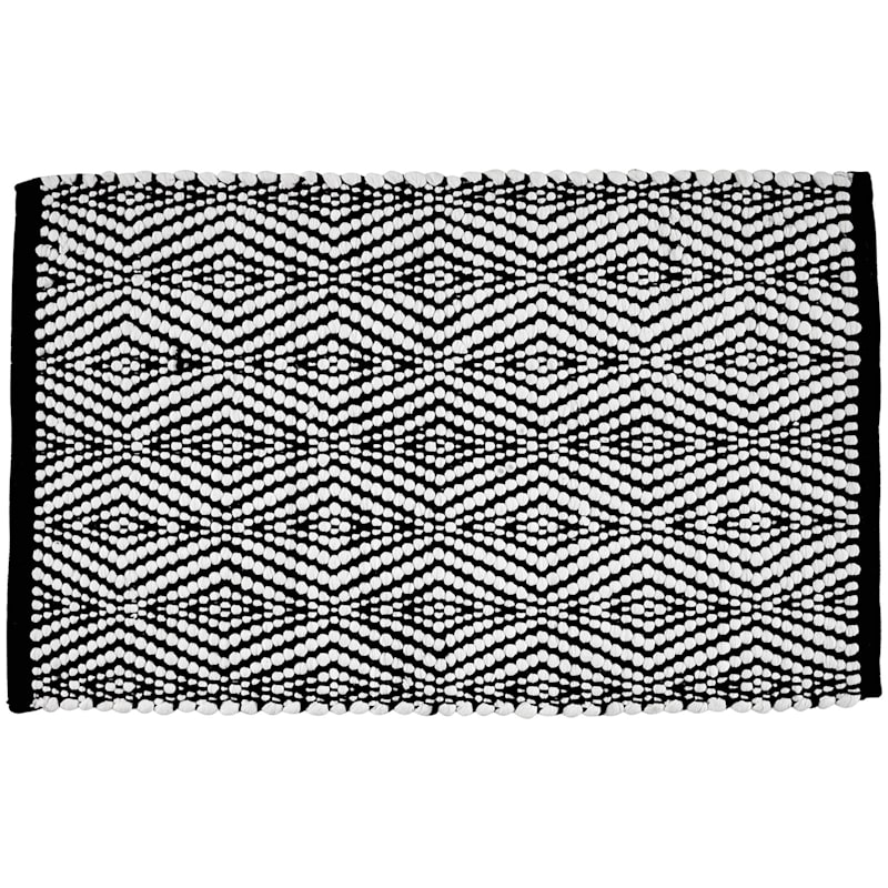 Black & White Diamond Design Woven Accent Rug, 20x34