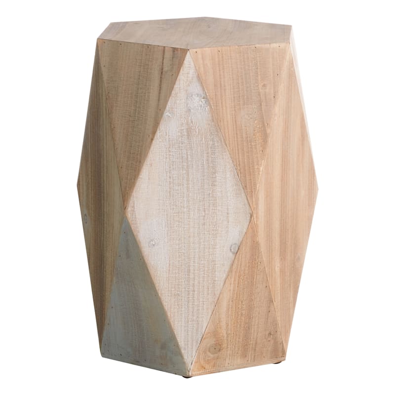 Hexagon Wood Stool Accent Table