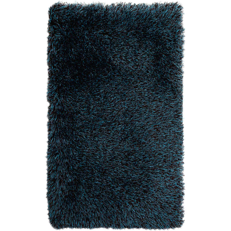 (C18) Mixed Chocolate & Teal Long Pile Shag Accent Rug, 3x5