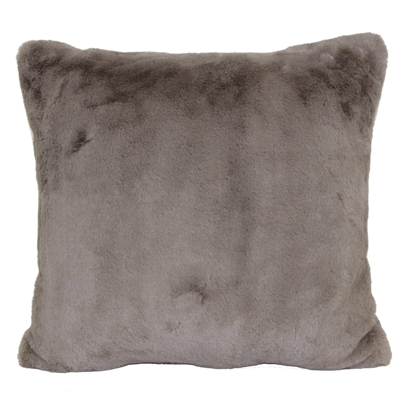 Bristol Taupe Faux Fur Throw Pillow, 18"