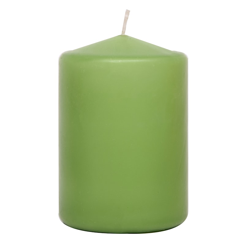 Green Unscented Pillar Candle, 4"