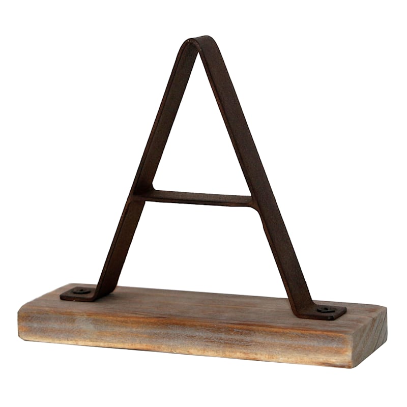 5" Metal & Wood Monogram Table Decor, A