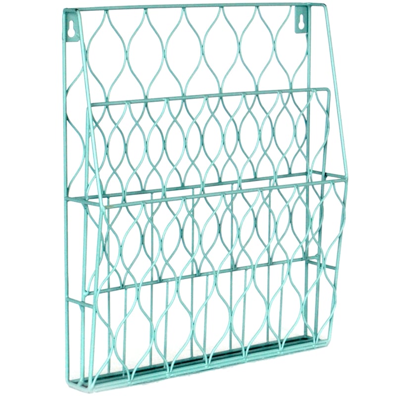 Psych Sky Blue Wire 2-Tier Wall Mounted File Organizer