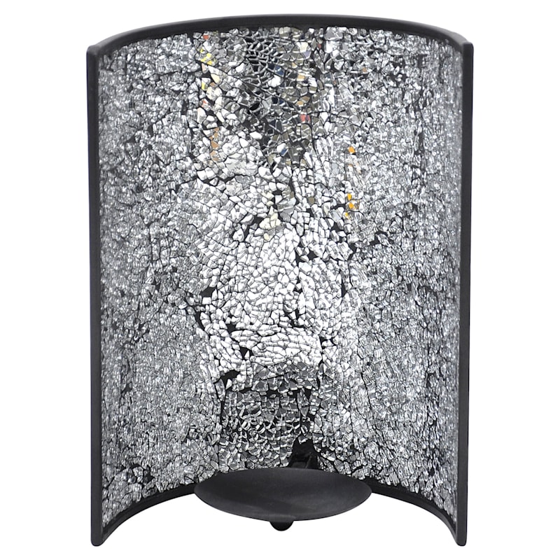 Metallic Crackle Glass Wall Sconce, 10"