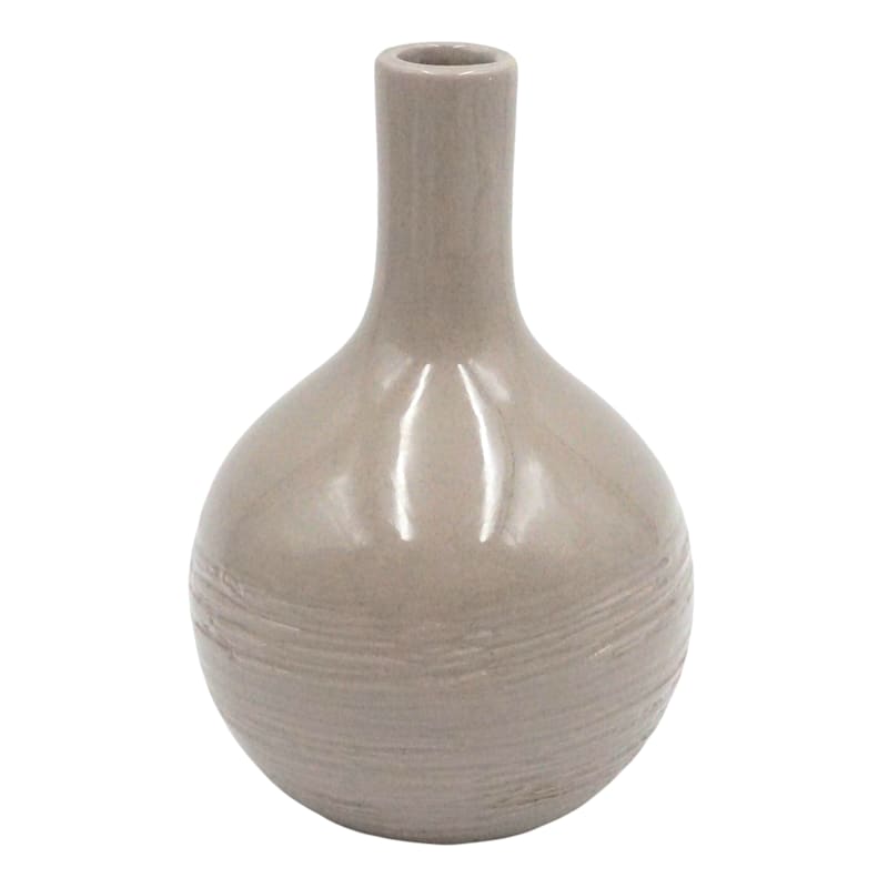 Tan Ceramic Vase, 6"