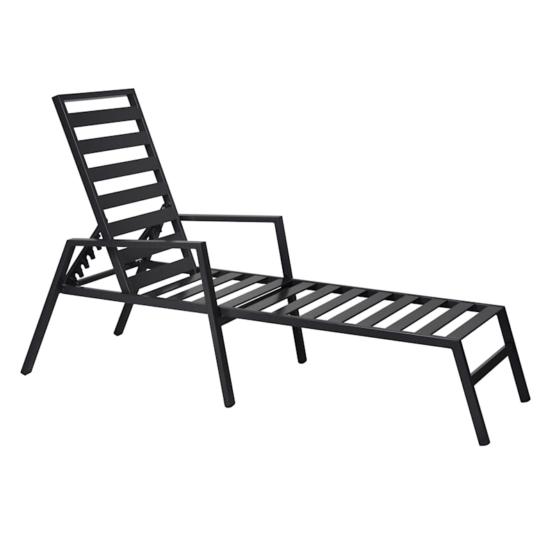 zwaartekracht Opschudding zin Grammercy Black Steel Slat Outdoor Chaise Lounge Chair