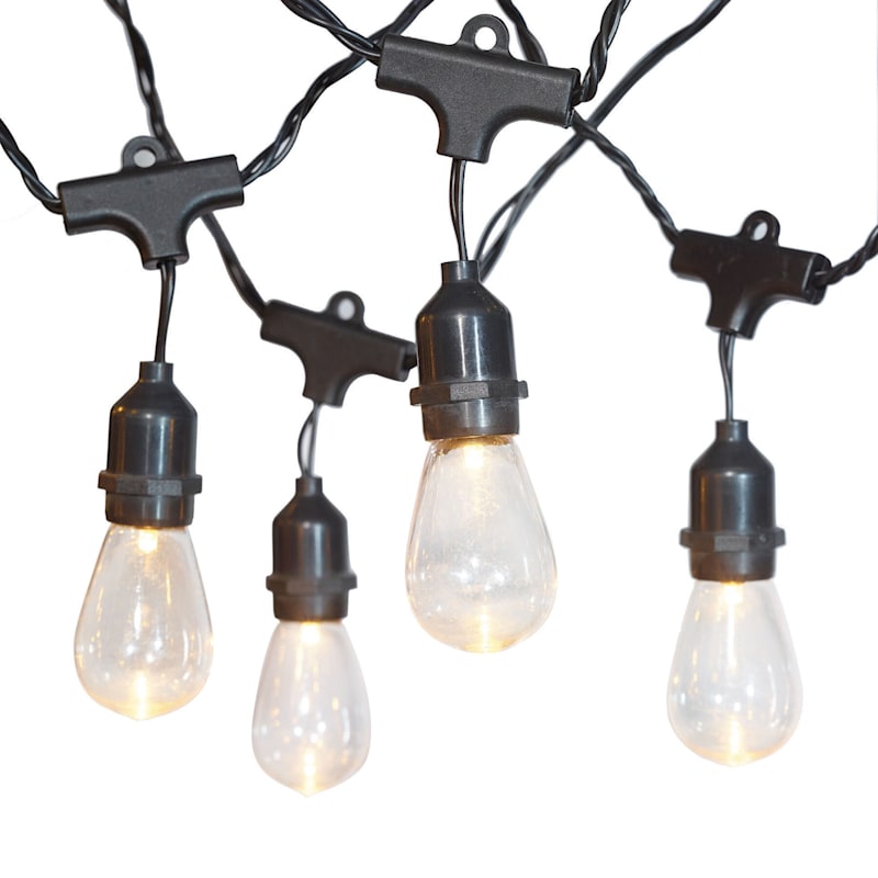 15-Count Edison Bulb String Lights, Black Wire