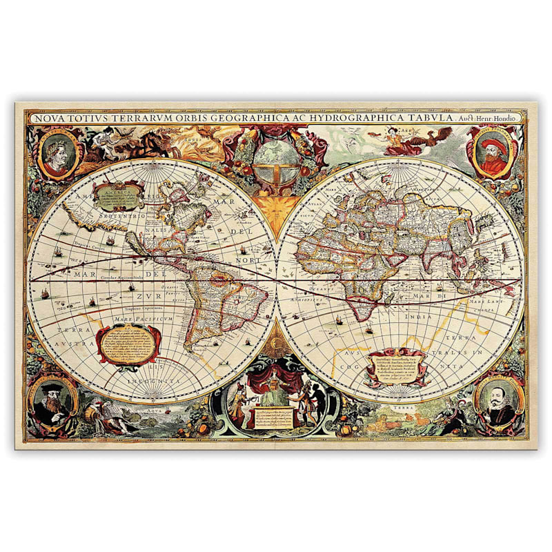 Old World Map Canvas Wall Art, 24x36