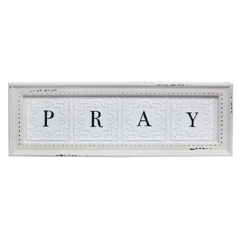 Glass Framed Pray Tile Wall Art, 5.5x20 | At Home