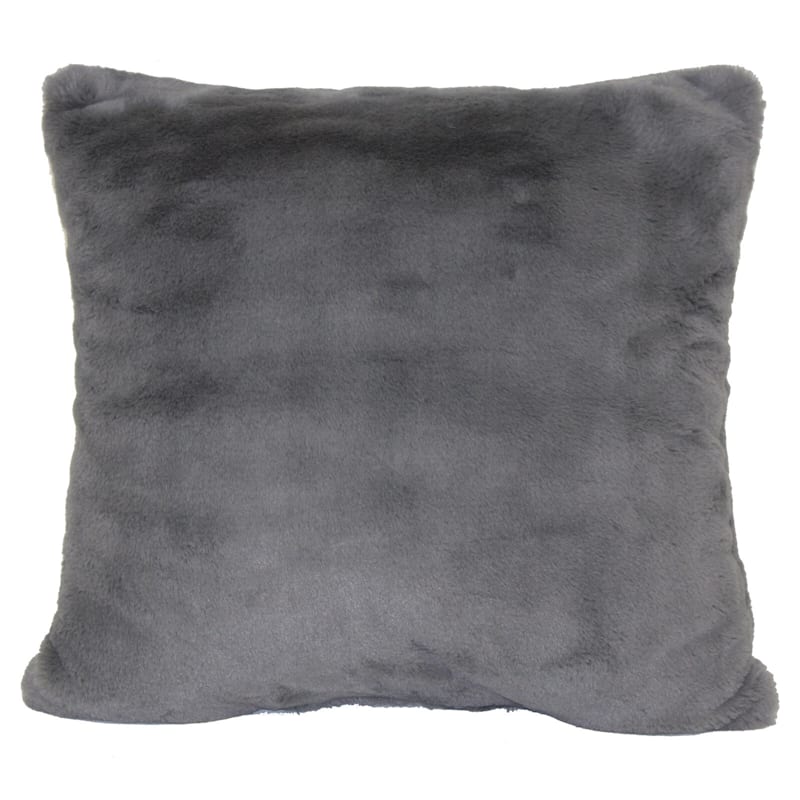 Bristol Graphite Faux Fur Throw Pillow, 18"