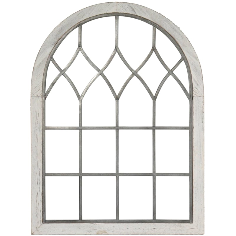 Wood & Metal Arched Window Wall Decor, 23x31
