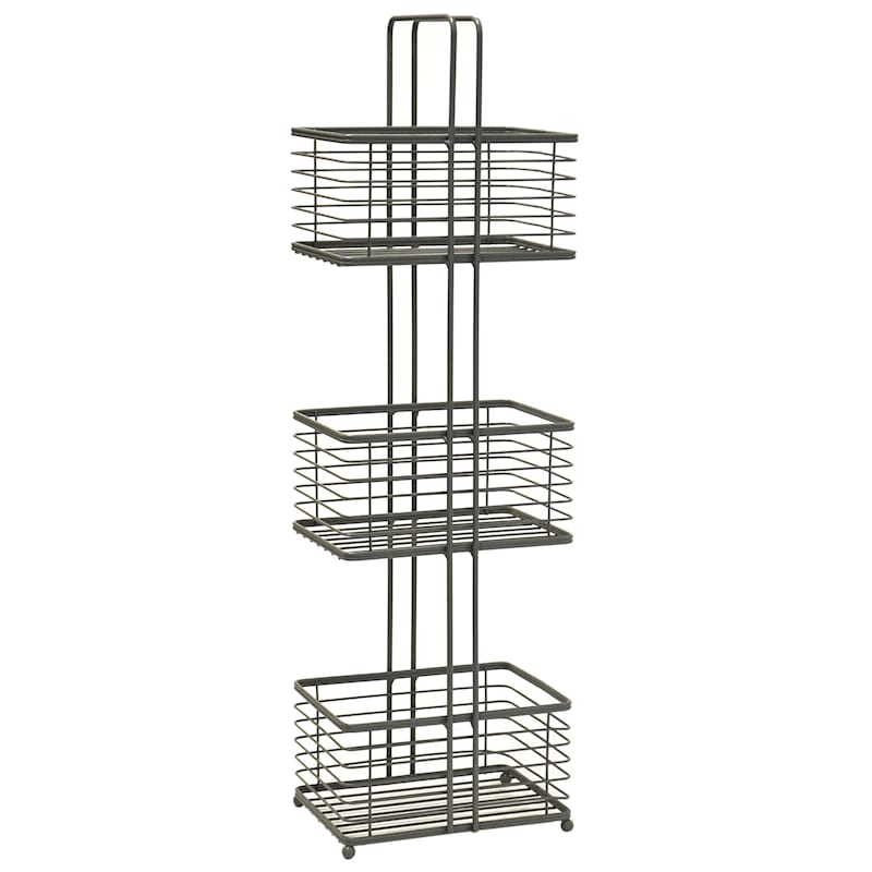 3-Tier Manhattan Grey Metal Wire Storage Stand