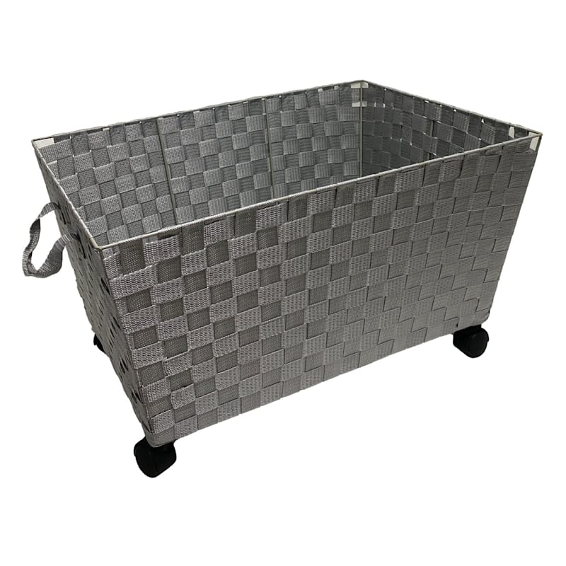 Light Gray Weave Laundry Basket with Wheels