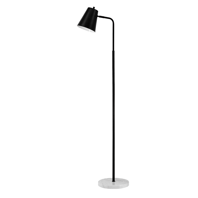 Black Floor Lamp with Marbled Base, 55"