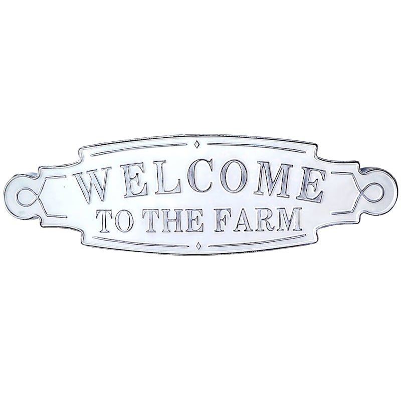 36X11 Metal White Welcome Sign Wall Art