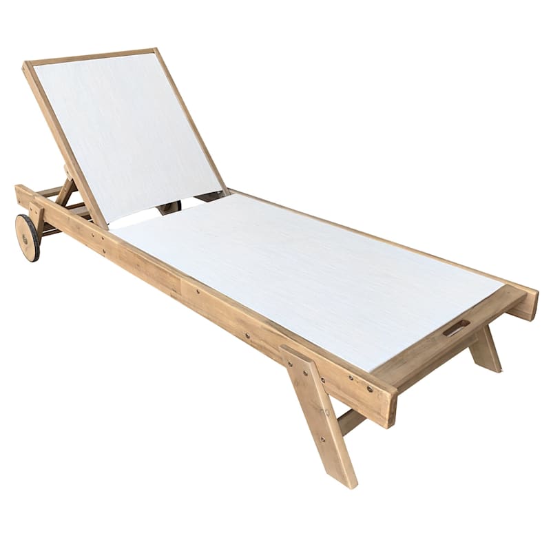Park City Outdoor Wood Chaise Lounger with Wheels