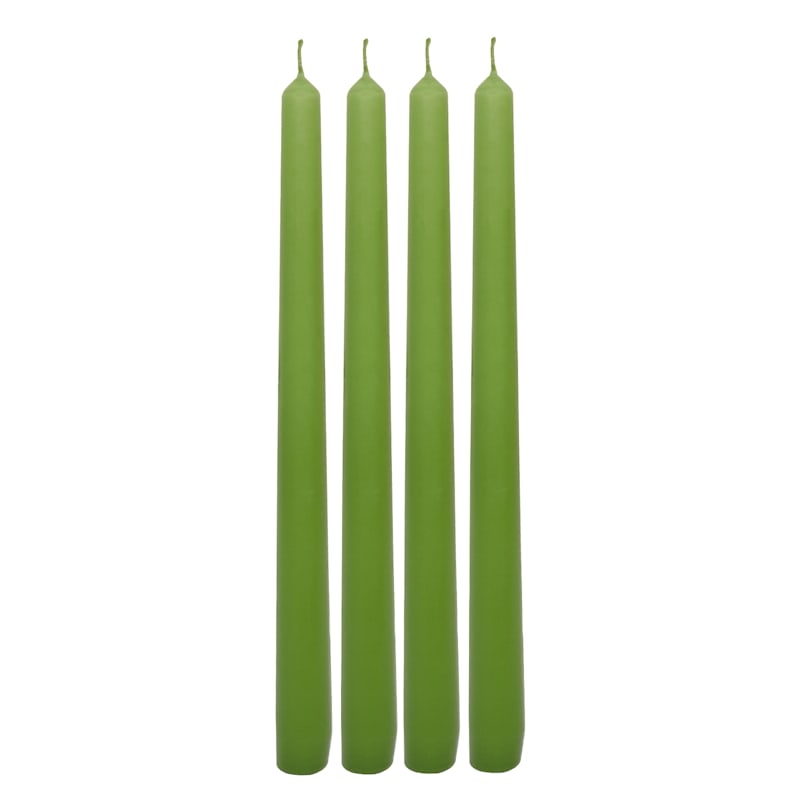 4-Pack Green Unscented Overdip Taper Candles, 10"