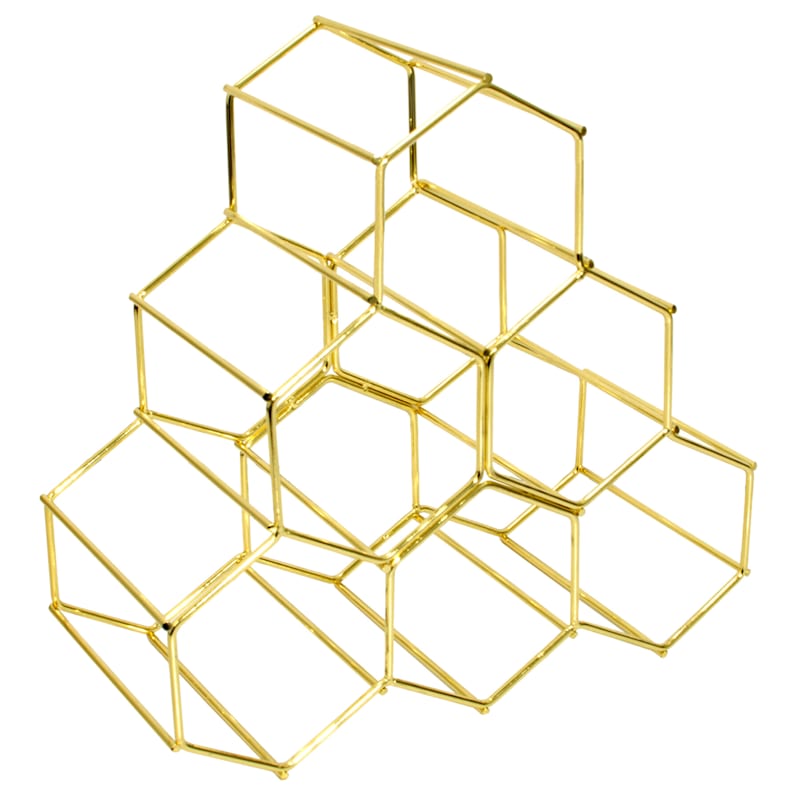 Gold hexagon outlet wine rack