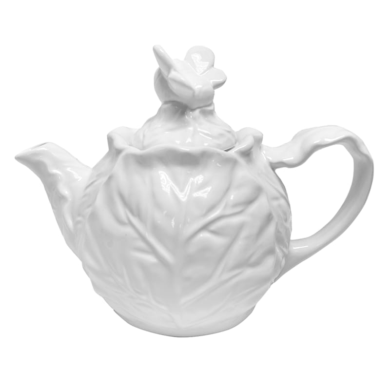 Grace Mitchell White Ceramic Leaf Teapot