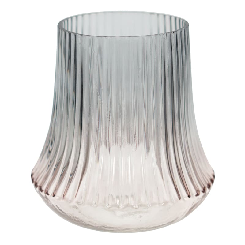 Laila Ali Gray Ombre Ribbed Glass Vase, 6"