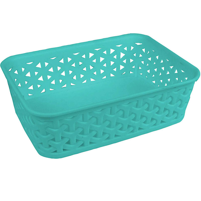 Turquoise Y-Weave Storage Basket, Small