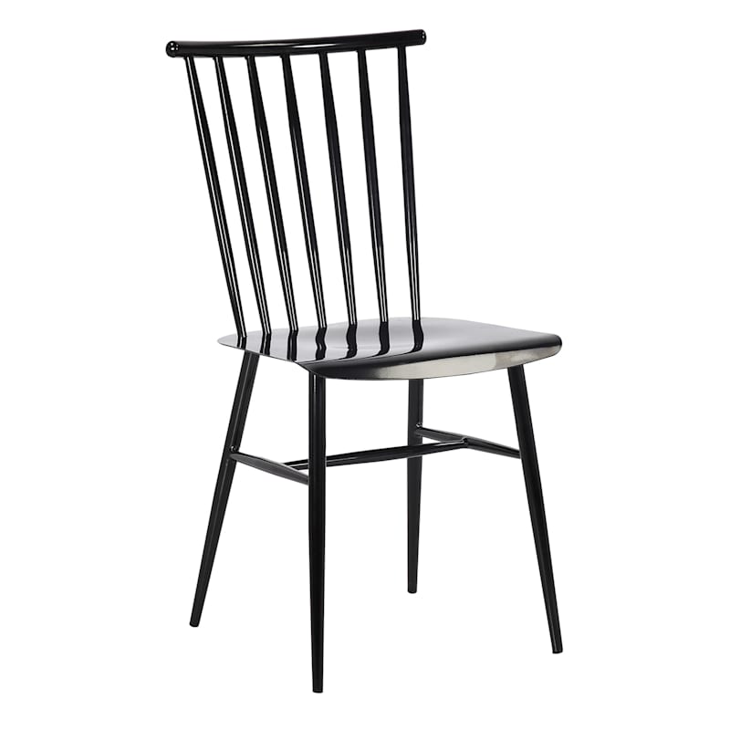 Black Spindle Metal Dining Chair At Home, Black Iron Outdoor Dining Chairs