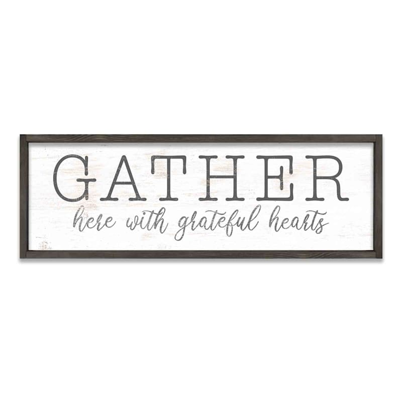 12X36 Gather Here With Grateful Hearts Framed Textured Art