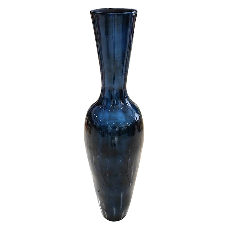Spun Blue Bamboo Floor Vase, 42"