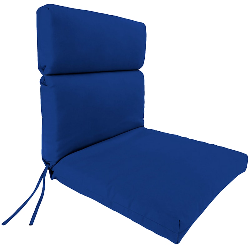 Cobalt Blue Canvas Outdoor Hinged Chair Cushion