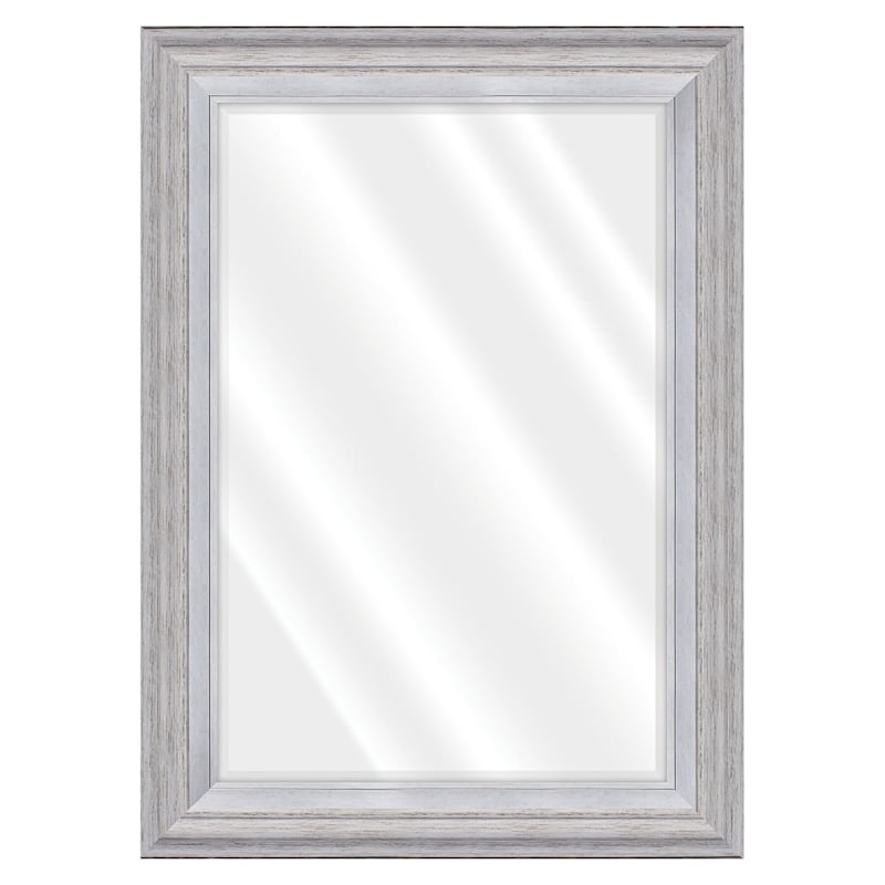 Janice White & Silver Grey Framed Rectangle Wall Mirror, 31x43